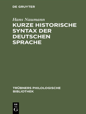 cover image of Kurze historische Syntax der deutschen Sprache
